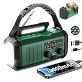 Leaton Hand Crank Emergency Radio, NOAA Weather Radio AM/FM,10000mAh