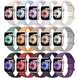 15 Pack Soft Silicone Bands Compatible with Apple Watch Band 40mm 41mm 38mm 45mm 44mm 42mm 46mm 49mm for Women Men,Sport iWatch bands Replacement Strap Wristbands for iWatch SE Series 10 9 8 7 6 5 4 3