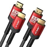 8K HDMI Cable 2.1 2 Pack 6ft, JSAUX 48Gbps Ultra High Speed HDMI Cable Braided Cord (4K@144Hz, 4K@120Hz, 8K@60Hz) HDCP 2.2&2.3 HDR 10 eARC ARC, Compatible with Switch 2/PS5/Laptop/Monitor/HDTV/-Red