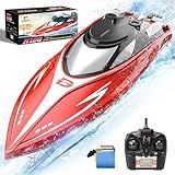 DEERC H120 Fast RC Boat for Pools and Lakes, 2.4 GHz 20+ MPH Racing Boats for Kids & Adults with Rechargeable Battery,Low Battery Alarm,Capsize Recovery,Gifts for Boys Girls