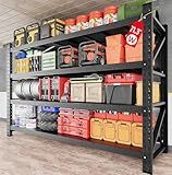 71.3" Wide Heavy Duty Garage Shelving Units,5000LBS Deep Storage Shelves,Black Metal Garage Shelves,Steel Shelf,Large Storage Rack,Industrial Shelving for Shop,Warehouse,Basement,71.3"W x 24"D x 70"H