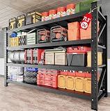 71.3" Wide Heavy Duty Garage Shelving Units,5000LBS Deep Storage Shelves,Black Metal Garage Shelves,Steel Shelf,Large Storage Rack,Industrial Shelving for Shop,Warehouse,Basement,71.3"W x 24"D x 70"H