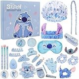 Get Trend Disney Stitch Advent Calendar 2025 Women Teens Makeup Brushes Hair Clips Eye Mask Beauty Pamper Gift Set Christmas Countdown Gifts for Her (Blue Stitch)