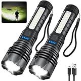 Rechargeable Flashlights High Lumens 990000, 7Mode Flashlights Rechargeable, Super Bright Flashlight, Adjustable Tactical Flash Light, High Powered Flash Light, LED Flashlight for Emergency Home 2Pack