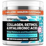 SimplyVital Collagen, Retinol & Hyaluronic Acid Cream - Anti-Aging Face Moisturizer for Face, Firming Skin Care Neck & Décolleté - Made in USA, Daily Moisturizer Face Cream Day & Night - 1.7 fl.oz.