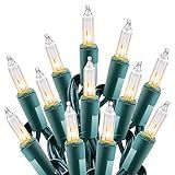 Minetom Clear Christmas String Lights 100 Count 25 Feet Incandescent Bulb Mini Lights for Indoor Xmas Tree Garland Birthday Wedding Party Festival Decoration, Green Wire