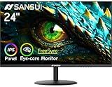 SANSUI Computer Monitor 24 inch IPS Eye Care 1080P Display HDMI,VGA Ports with 178° Viewing Angle/Frame-Less/Tilt/VESA Compatible for Office and Home