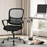 Sweetcrispy Home Office Ergonomic Mesh Executive Chair with Lumbar Support and Rolling Wheels, Computer Desk Adjustable Height Chair for Study