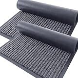 OLANLY Front Door Mat Indoor Outdoor Entrance, 2-Pack 29.5 x 17 Inch, Waterproof Heavy Duty Doormat, Fade Resistant, Low Profile, Easy Clean Patio Porch Welcome Floor Mats for Entry, Grey
