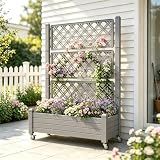 Fancyango Raised Garden Bed with Wheels 61.2" H -Gray