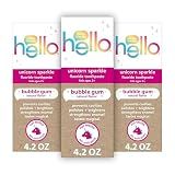Hello Unicorn Sparkle Kids Toothpaste with Fluoride, Bubble Gum Toothpaste, 4.2 Oz Tube (Pack of 3)
