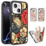 Irondance Magnetic for iPhone 15 Case, Clear Phone Case with 3 Replaceable Floral Inserts, Slim Shockproof TPU Cover, Compatible with MagSafe, Cute Stylish Gift for Women/Girls（Black）