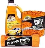 Armor All Car Wash Kit, Includes Car Wash Soap, Wash Mitt & Microfiber Towel (3 Piece Kit)