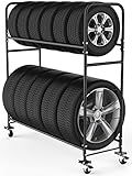 STEELAID Tire Storage Rack - Rolling Rack for Garage - Indoor/Outdoor Shelves 60 inch Organizer