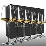 coccot Wine Glasses Set of 6,Crystal White Wine Glasses,Red Wine Glass Set, Wine Glasses Long stem,Clear Lead-Free Premium Blown Glassware (18.5oz,6 pack)