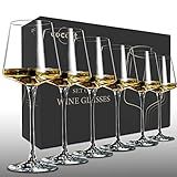 coccot Wine Glasses Set of 6,Crystal White Wine Glasses,Red Wine Glass Set, Wine Glasses Long stem,Clear Lead-Free Premium Blown Glassware (18.5oz,6 pack)