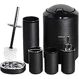 CERBIOR Bathroom Accessories Set 6 Piece Bath Ensemble Includes Soap Dispenser, Toothbrush Holder, Toothbrush Cup, Soap Dish for Decorative Countertop and Housewarming Gift, Black