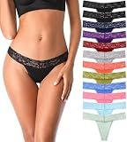 IROCUE Seamless Lace Thongs for Women T Back Low Waist Cotton G String Thongs for Women See Through Lace Trim Soft Sexy Panties 12Pack M