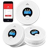 3-Pack Wi-Fi Smoke Detector Carbon Monoxide Detector Combo with App Notifications, Test/Silence Button, Smart Smoke Detector & CO Alarm for Any Home, Real-Time Alert