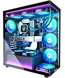 MUSETEX ATX PC Case 7 PWM ARGB Fans Pre-Installed, Type-C Mid Tower Computer Case with Full-View Dual Tempered Glass, Gaming PC Case, Black(K2)