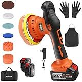 Rotvik Cordless Car Buffer Polisher Kit, 2x4000mAh 21V Batteries, 6-Inch Orbital Car Polisher, 8 Variable Speeds, LED Display, 18-Piece Accessories for Waxing, Polishing & Scratch Removal