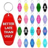Tondiamo 20 Pcs Funny Motel Keychain Novelty Hotel Keychains Bulk Vintage Retro Fun Gift Plastic Acrylic Key Chains with Ring for Adults Women Men
