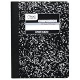 Mead Composition Notebook, Wide Ruled Paper, 7.5" x 9.75", 100 Sheets, Black Marble (09910)