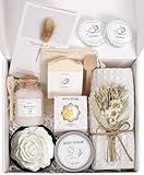 Coralogo Coconut Spa Gifts for Women - 12pc Self-care Spa Gift Basket with Bath Salt, Greeting Card - Thinking of You Basket for Her Birthday, Christmas, Mother's Day, Valentine's Day