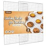 Briout 2PCS Cooling Rack for Cooking and Baking, 16" x 10" Wire Rack,Silver