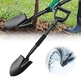 31" Compact Garden Shovel with D-Grip Handle - Rust-Proof Lightweight Metal Tool for Raised Beds, Tight Spaces & Emergency Use (Kids/Adults Friendly), Black