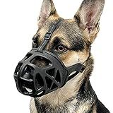 BARKLESS Dog Muzzle, Basket Muzzle for Biting, Chewing and Scavenging, Humane Cage Mouth Cover, Perfect for Grooming and Training Medium Aggressive Reactive Dogs (M, Black)
