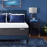 Amazon Basics Gel Memory Foam Mattress, Firm, Cooling, Queen Size Mattress, CertiPUR-US® Certified Foam, 80 x 60 x 12 inches, White/Dark Gray