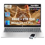 HP 15.6 Touchscreen Laptop Computer for Business & Student, w/Office Lifetime, Intel 13th Gen Core i3(Up to 4.5GHz), HD Touch Display, 64GB RAM, 2TB SSD, AI Copilot, Win 11 Pro, External DVD Drive