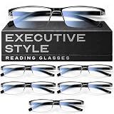 Gaoye 6 Pack 1.5 Executive Style Reading Glasses Men - Durable Readers with Blue Light Filtering - Comfortable Fit with TR90 Frames