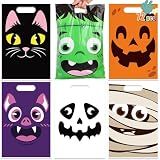CCINEE 72 Pcs Halloween Goodie Candy Bags Large Trick-or-Treat Bags with Handle Plastic Gift Bag Party Favor Supplies for Halloween Party Favor