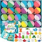 Bath Bombs for Kids with Surprise Inside, 24 Pack Kids Bath Bombs with Toys Inside Gift Set, Kid Bubble Bath Fizzy for Girls Boys with Bath Toys