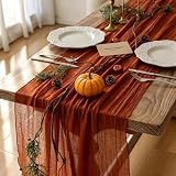 Fall Thanksgiving Decorations Terracotta Cheesecloth Table Runner 120 Inch