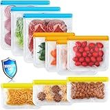 10 Pack Dishwasher Safe Reusable Bags, Leakproof Reusable Freezer Bags, BPA Free Food Storage Bags for Lunch Marinate Food Travel - 3 Gallon 3 Snack 4 Sandwich Bags