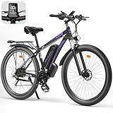 PUJH 2000W Electric Bike for Men Women 48V 17.5Ah Battery, 29'' Fast Ebike,Max 34 mph, up to 80 Miles, Front Suspension Class 3, Snow Off Road Commuter Mountain E-Bike for Adults (Purple 29)