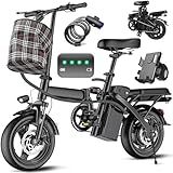 Electric Bike for Adults and Teens, Folding Ebike,Commuter City Foldable E Bike with 560W Motor and 48V 10Ah Battery, 20MPH Speed Pedals Assist, Dual Disc Brakes,14" Compact Electric Bicycles