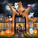 Kalolary 12FT Halloween Inflatables Archway Ghost Tree Outdoors Decoration, Dead Tree Arch Inflatable with Pumpkin Bat Spider Blow Up Yard Decoration with Build-in Lights for Garden Lawn Outdoor Decor