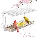 SUNALLY Window Bird Feeder for Outdoors, Clear Bird Feeders Window Mounted with Strong Suction Cups, Transparent Birds House Outside Wild Watching for Garden, Yard, Elderly Kids Viewing