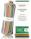 Reusable Paper Towels - Value Pack of 24 Paperless Paper Towels! - 100% Cotton, Super Soft, Absorbent, Washable and Made To Last