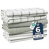 LANE LINEN Cotton Kitchen Towels Set, 6-Pack – Absorbent, Quick-Drying Dish Towels, 18" x 28", Premium Hand and Tea Towels - Olive