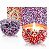 Scented Candles Gift Set - Aromatherapy Candle for Home, Portable Hotel Small Candles, Natural Soy Wax Tin Jar for Yoga, Bath, 2.5 Oz Long Lasting Time Gift for Women 2 Pack