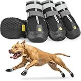 LUCKYPAW Dog Shoes for Large Medium Dogs, Breathable Dog Boots for Hot Pavement, Paw Protectors for Summer Walking Hiking Winter Snow Outdoor, No Slip Reflective Booties for Hardwood Floor-Black,6