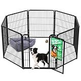 FXW Homeplus Unleashed Indoor Dog Playpen - Stress-Free and Safe Play, Heavy Duty 32 Inch 8 Panels Dog Pen for Small and Medium Dogs, Black│Patented