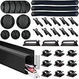 Eveo Desk Cable Management Kit - Under Desk Cord Organizer with Cable Raceway, Sleeve, Adhesive Clips