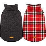 Kuoser Waterproof Dog Coat, Reversible Dog Jacket for Medium Dogs, Adjustable Durable Doggie Winter Coat Warm Puppy Cold Weather Apparel from Small to Large Breed, Bright Red M