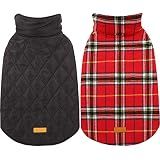 Kuoser Waterproof Dog Coat, Warm Reversible Dog Jacket with Leash Hole